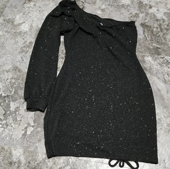 Womens Windsor Evening Of Sparkle Balloon Sleeve Ruche Mini Dress Size Large - Picture 3 of 5